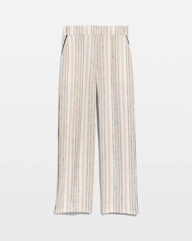 Striped Piped Linen Fly Front Pants - image 5